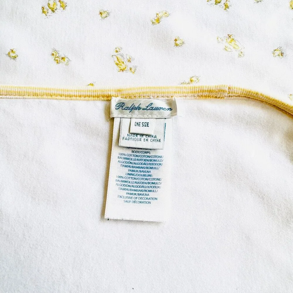 Ralph Lauren Baby Receiving Blanket Ducks Chicks Yellow White Reversible Cotton